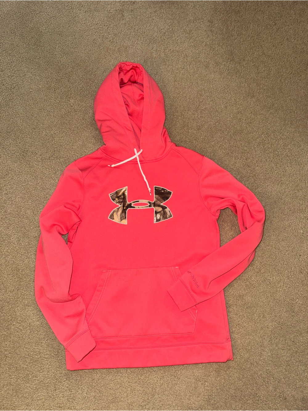 Under Armour Coral Pink Pullover Hoodie with Camo Logo